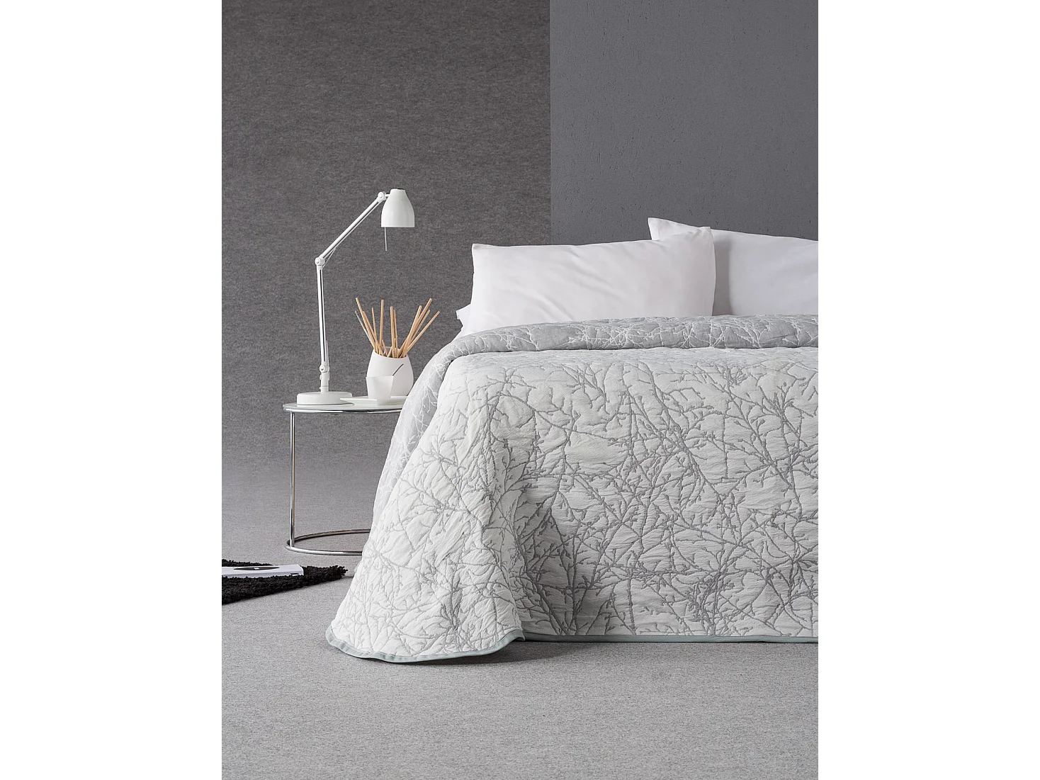 ESTORALIS | Colcha Tejido Jacquard | Colcha buena para todas las Estaciones | Para Cama 150 cm. ( 250x270 cm. AnchoxAlto ) | Modelo TOPACIO Color Gris