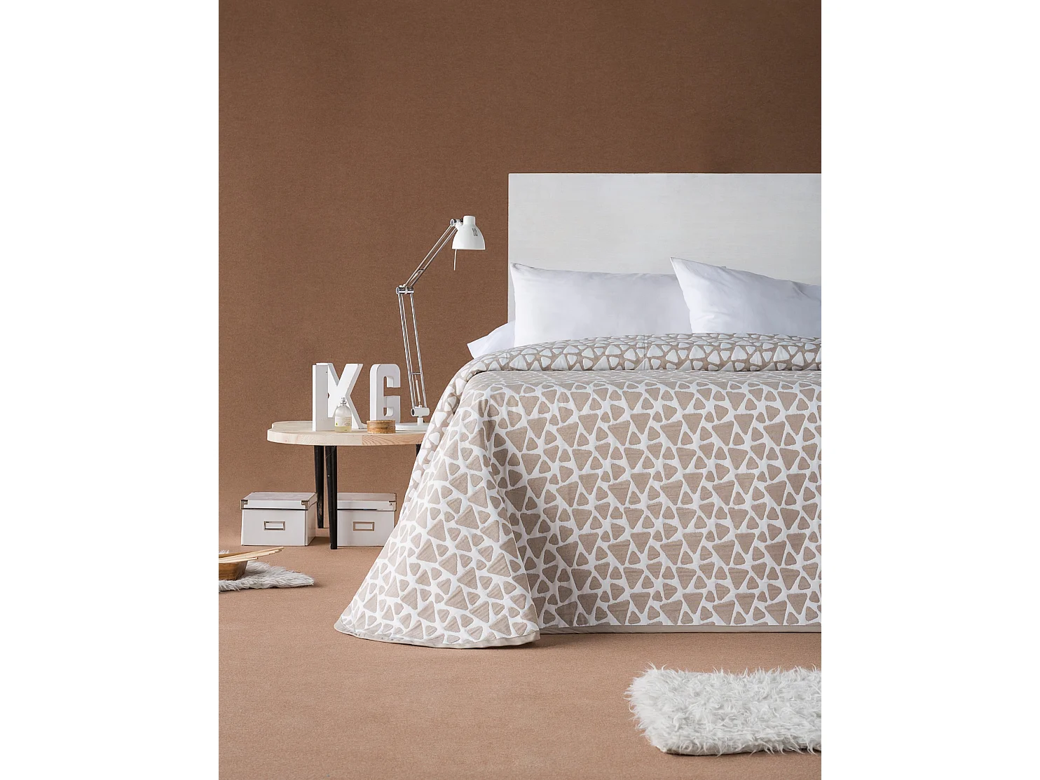 ESTORALIS | Colcha Tejido Jacquard | Colcha buena para todas las Estaciones | Para Cama 150 cm. ( 250x270 cm. AnchoxAlto ) | Modelo ONIX Color Beige