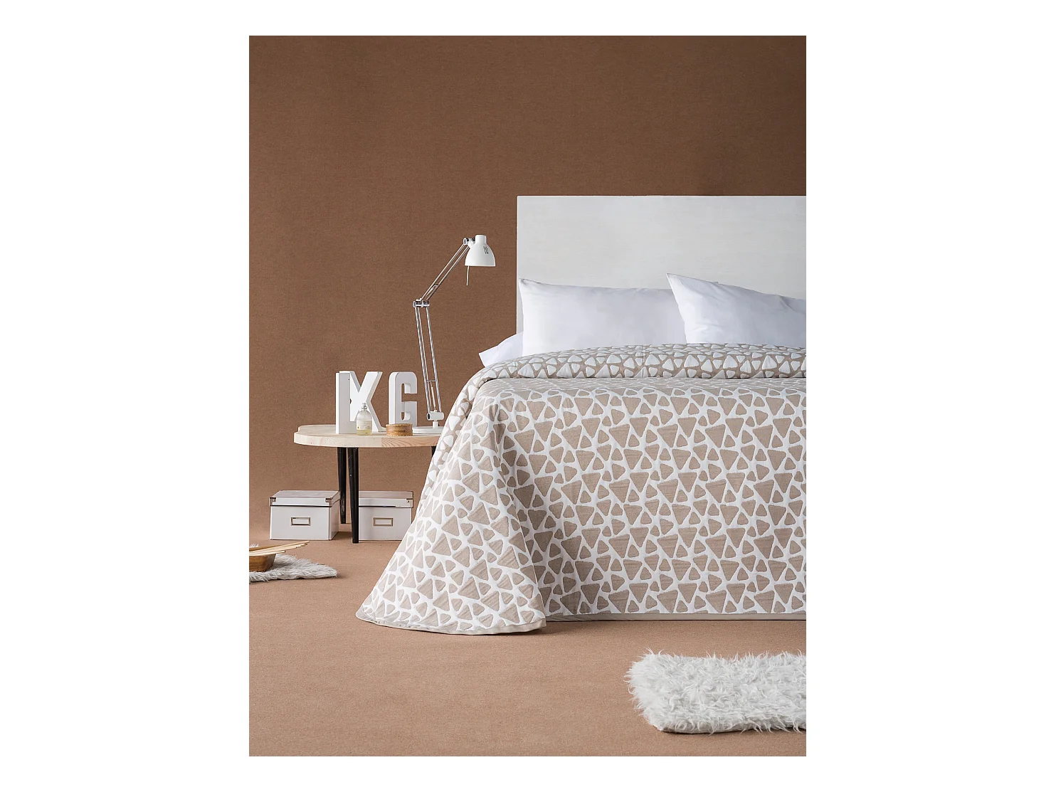 ESTORALIS | Colcha Tejido Jacquard | Colcha buena para todas las Estaciones | Para Cama 150 cm. ( 250x270 cm. AnchoxAlto ) | Modelo ONIX Color Beige
