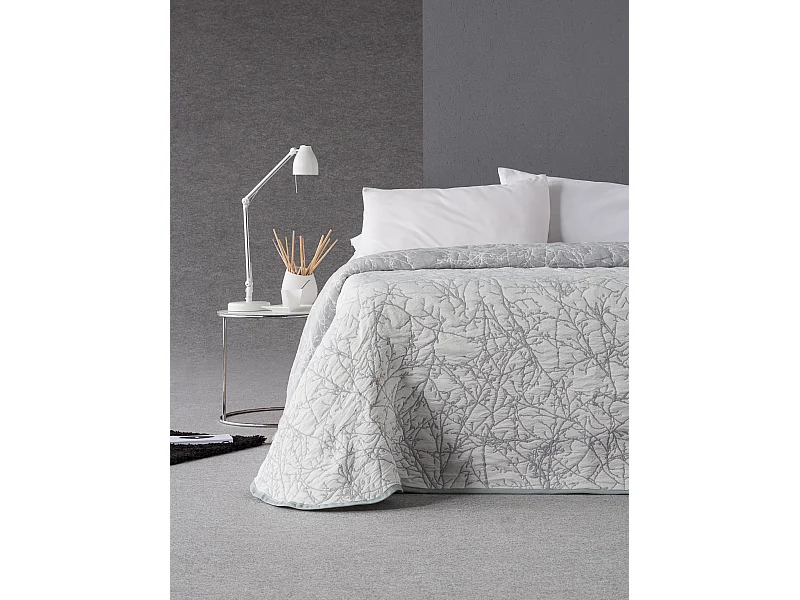 ESTORALIS | Colcha Tejido Jacquard | Colcha buena para todas las Estaciones | Para Cama 180 cm. ( 270x270 cm. AnchoxAlto ) | Modelo TOPACIO Color Gris