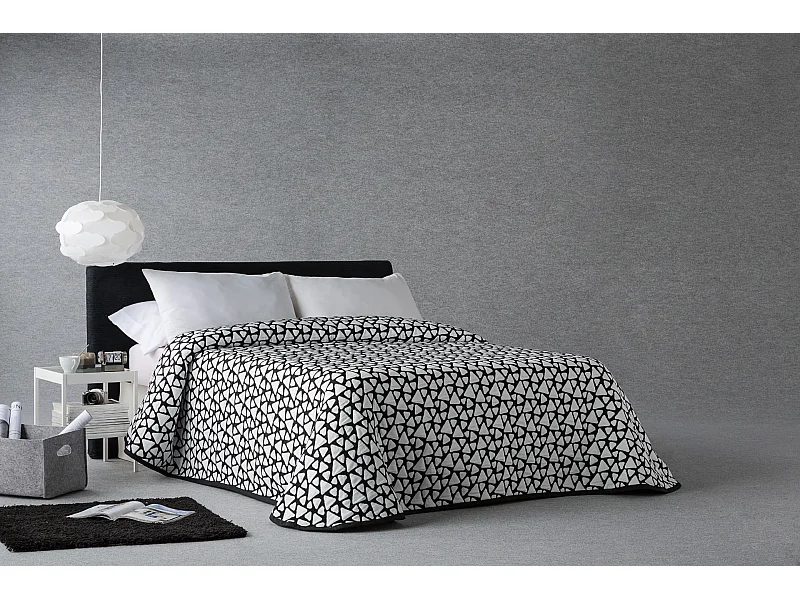 ESTORALIS | Colcha Tejido Jacquard | Colcha buena para todas las Estaciones | Para Cama 135 cm. ( 235x270 cm. AnchoxAlto ) | Modelo ONIX Color Negro