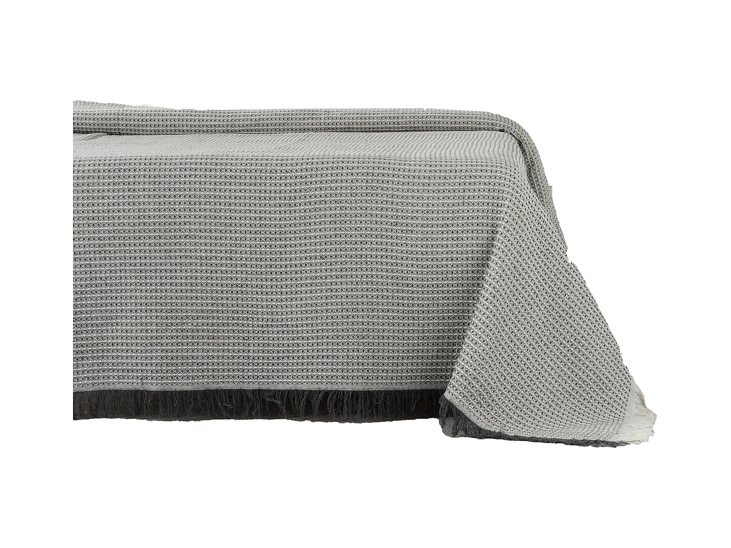 ESTORALIS | Plaid Multiusos Tejido Jacqard |   Manta de Algodón Sofa o Cama | Con Fleco ( 180x260 cm. AnchoxAlto )  | Modelo NIDO Color Gris