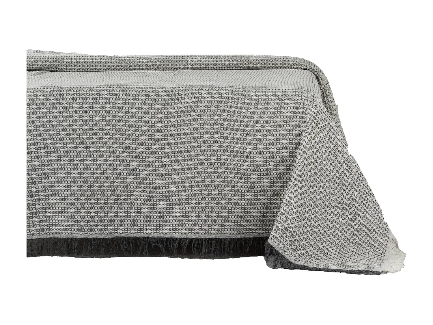 ESTORALIS | Plaid Multiusos Tejido Jacqard |   Manta de Algodón Sofa o Cama | Con Fleco ( 180x260 cm. AnchoxAlto )  | Modelo NIDO Color Gris