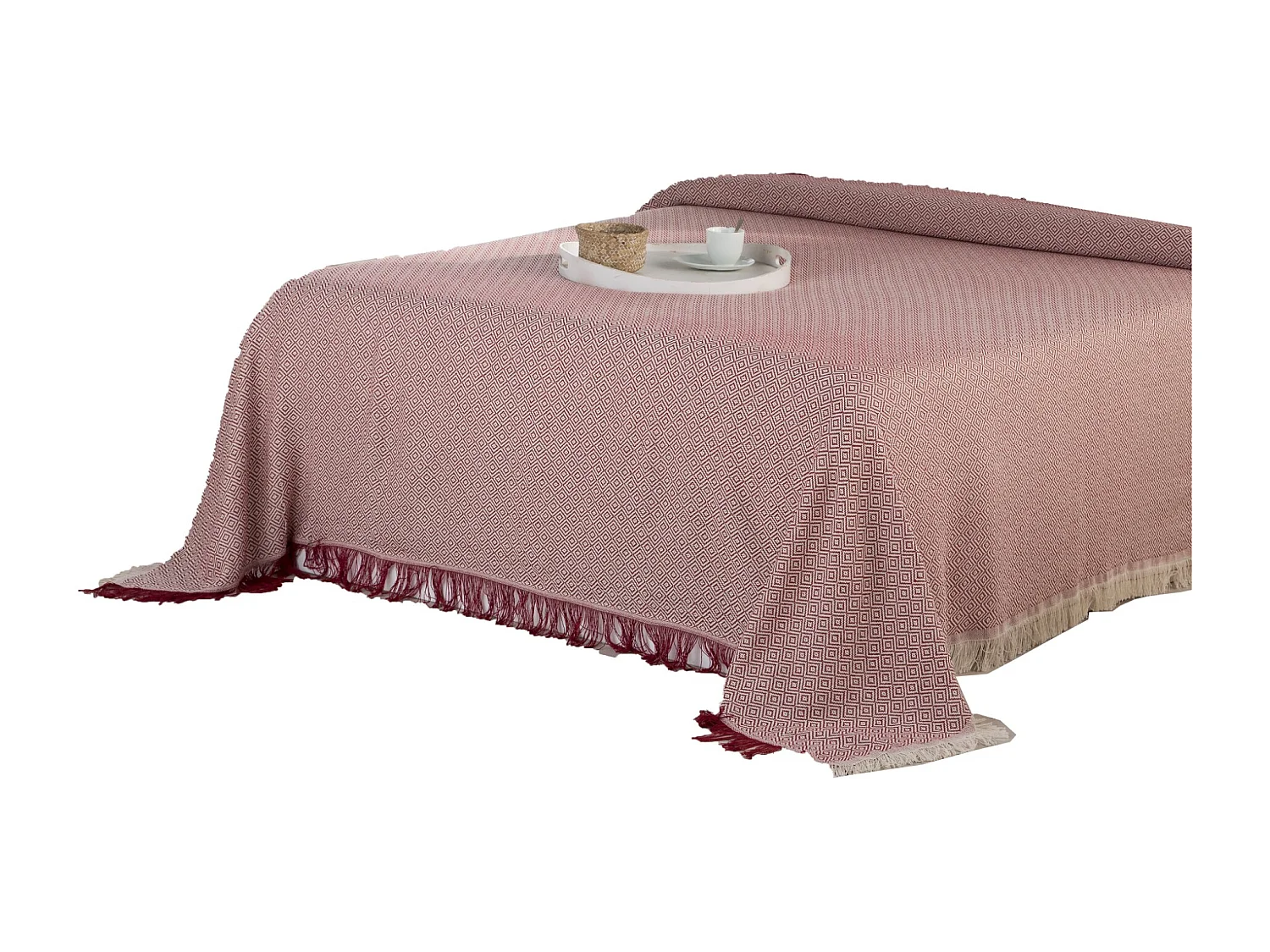 ESTORALIS | Plaid Multiusos Tejido Jacqard |   Manta de Algodón Sofa o Cama | Con Fleco ( 180x260 cm. AnchoxAlto )  | Modelo NAPOLES Color Marron