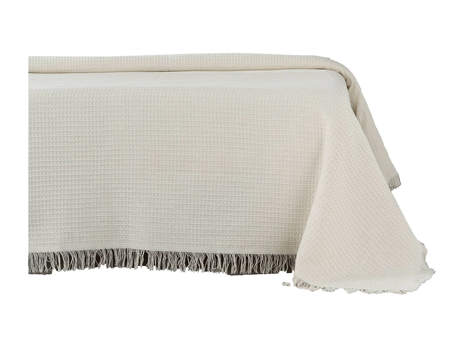 ESTORALIS | Plaid Multiusos Tejido Jacqard |   Manta de Algodón Sofa o Cama | Con Fleco ( 230x260 cm. AnchoxAlto )  | Modelo NIDO Color Crudo