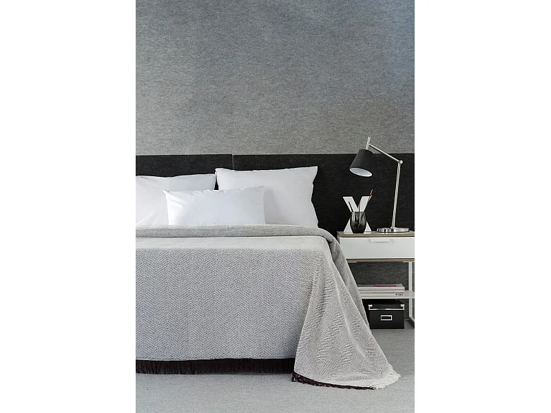 ESTORALIS | Plaid Multiusos Tejido Jacqard |   Manta de Algodón Sofa o Cama | Con Fleco ( 230x260 cm. AnchoxAlto )  | Modelo ESPIGA Color Marron