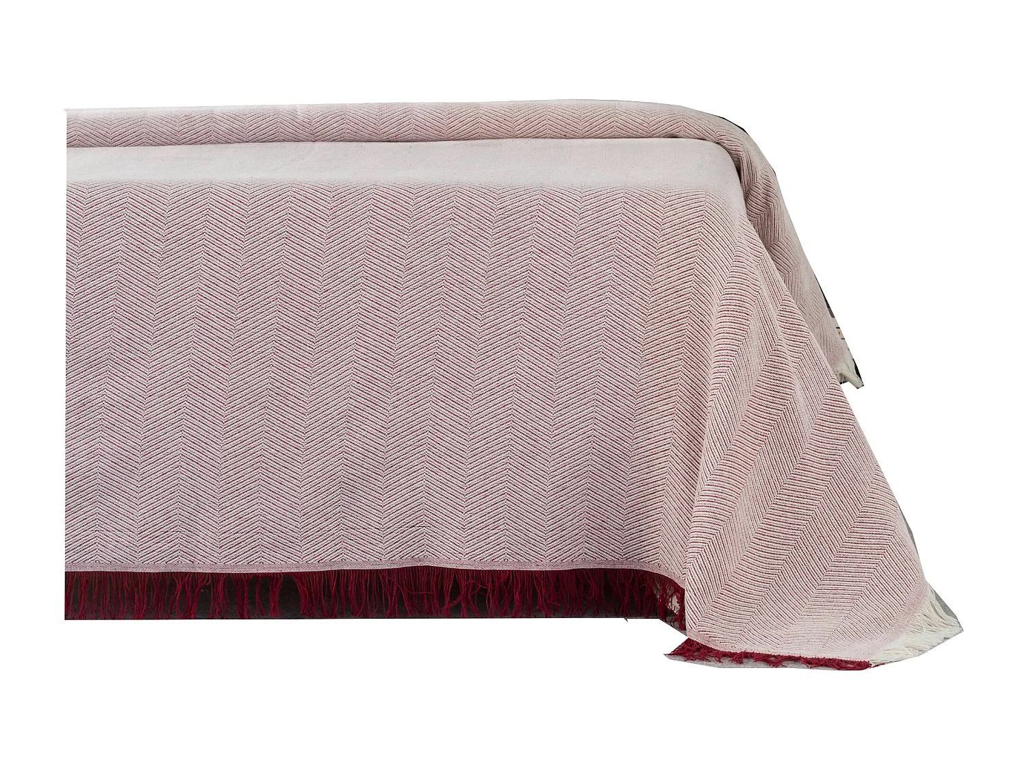 ESTORALIS | Plaid Multiusos Tejido Jacqard |   Manta de Algodón Sofa o Cama | Con Fleco ( 180x260 cm. AnchoxAlto )  | Modelo ESPIGA Color Rojo