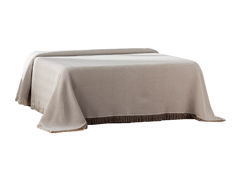 ESTORALIS | Plaid Multiusos Tejido Jacqard |   Manta de Algodón Sofa o Cama | Con Fleco ( 230x260 cm. AnchoxAlto )  | Modelo ESPIGA Color Beige