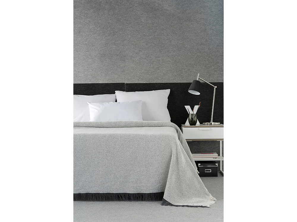 ESTORALIS | Plaid Multiusos Tejido Jacqard |   Manta de Algodón Sofa o Cama | Con Fleco ( 180x260 cm. AnchoxAlto )  | Modelo ESPIGA Color Gris