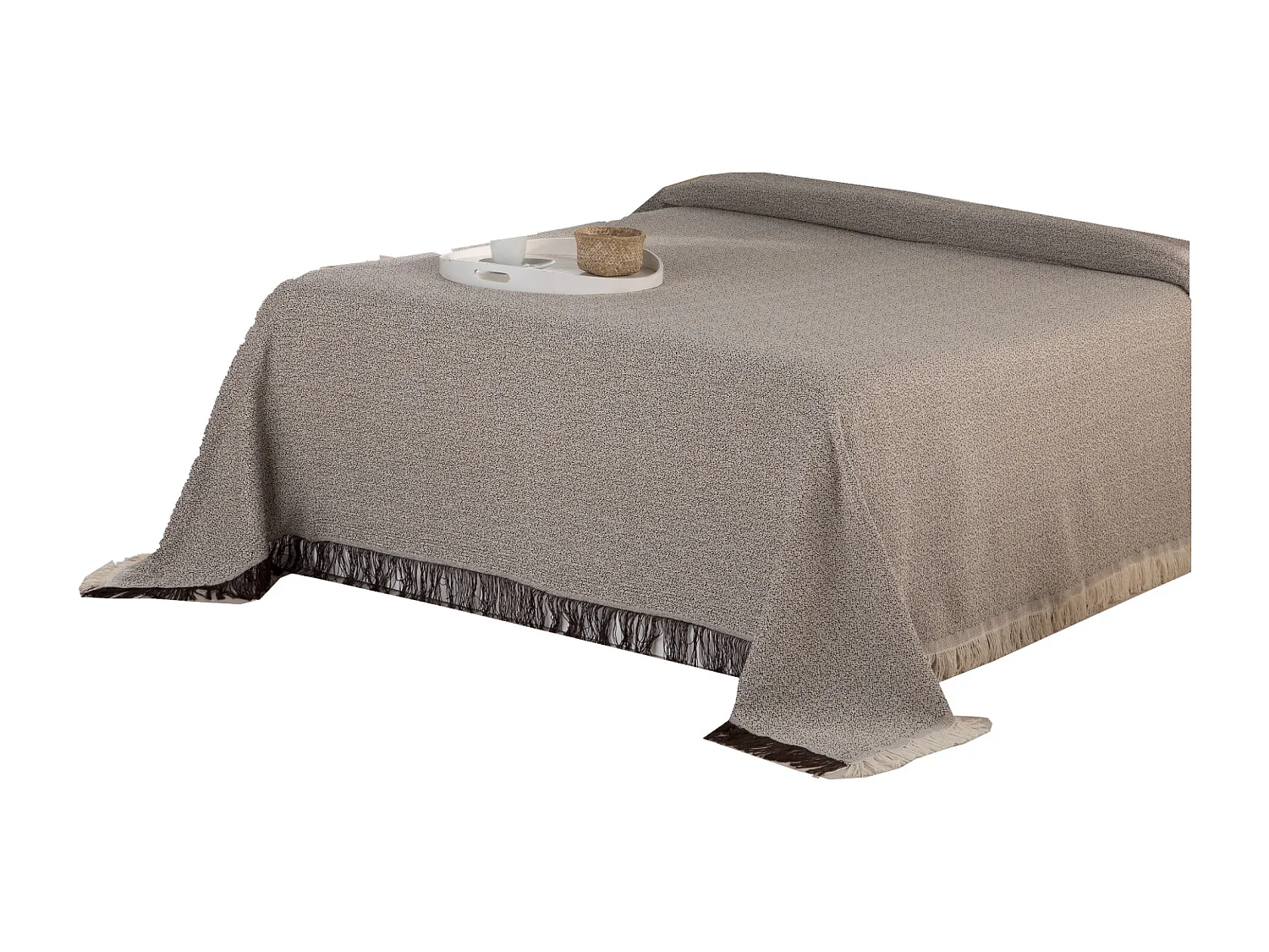 ESTORALIS | Plaid Multiusos Tejido Jacqard |   Manta de Algodón Sofa o Cama | Con Fleco ( 230x260 cm. AnchoxAlto )  | Modelo PERUGIA Color Verde