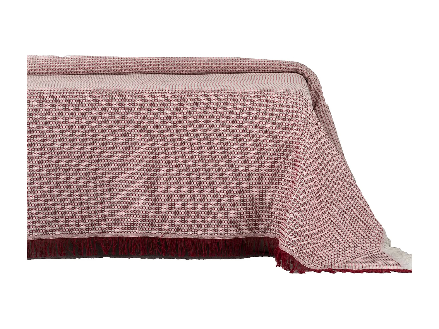 ESTORALIS | Plaid Multiusos Tejido Jacqard |   Manta de Algodón Sofa o Cama | Con Fleco ( 230x260 cm. AnchoxAlto )  | Modelo NIDO Color Rojo