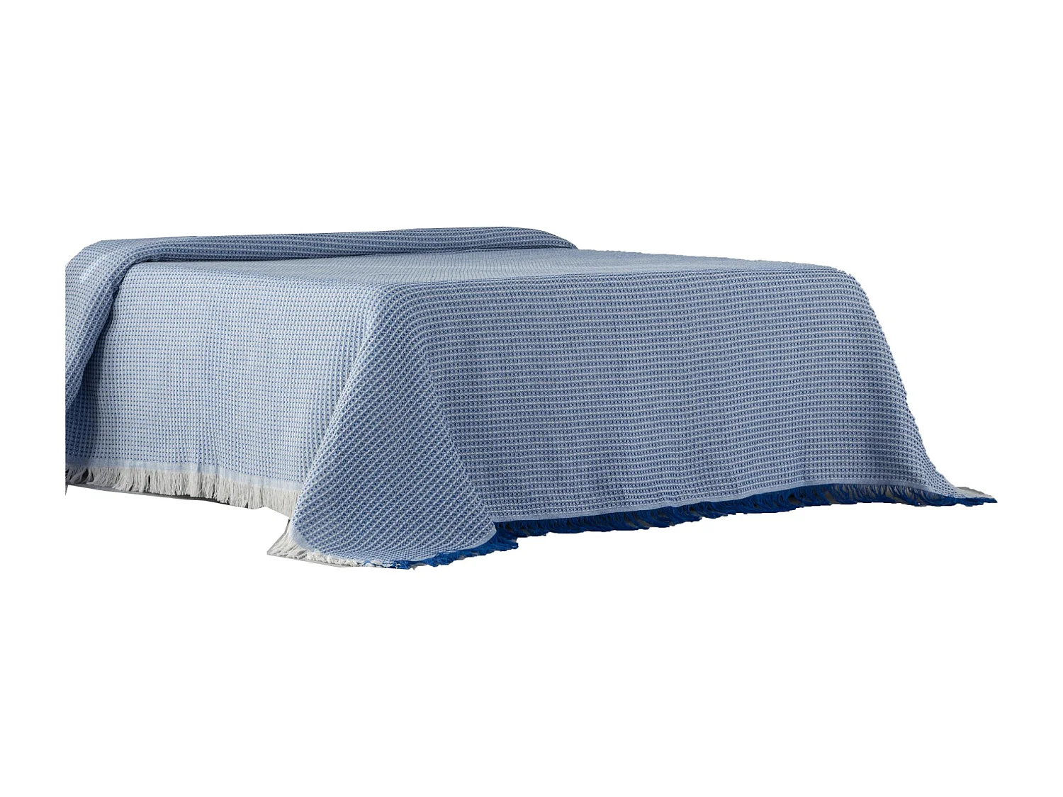 ESTORALIS | Plaid Multiusos Tejido Jacqard |   Manta de Algodón Sofa o Cama | Con Fleco ( 230x260 cm. AnchoxAlto )  | Modelo NIDO Color Azul