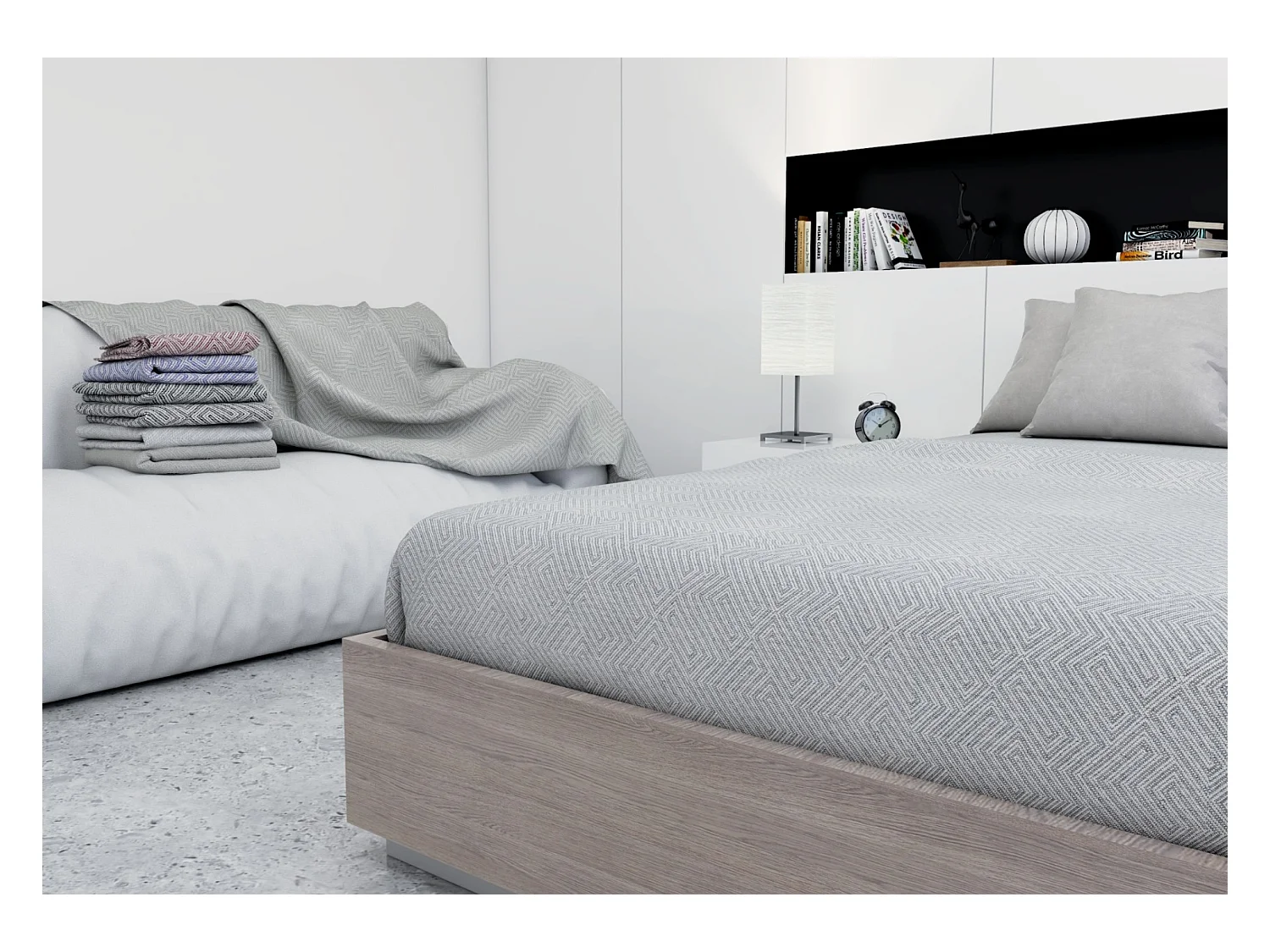 ESTORALIS | Plaid Multiusos Tejido Jacqard |   Manta de Algodón Sofa o Cama | Con Fleco ( 180x260 cm. AnchoxAlto )  | Modelo PALERMO Color Gris