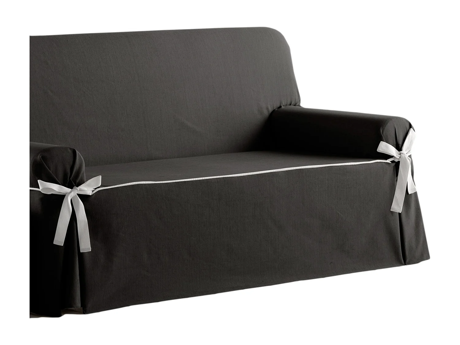 ESTORALIS | Funda Sofá Lazos Tejido Jaquard Resistente | Para Sofa de 4 Plazas | Tamaño ( de 210 a 240 cm. )  | Modelo BERET Color Gris Antracita