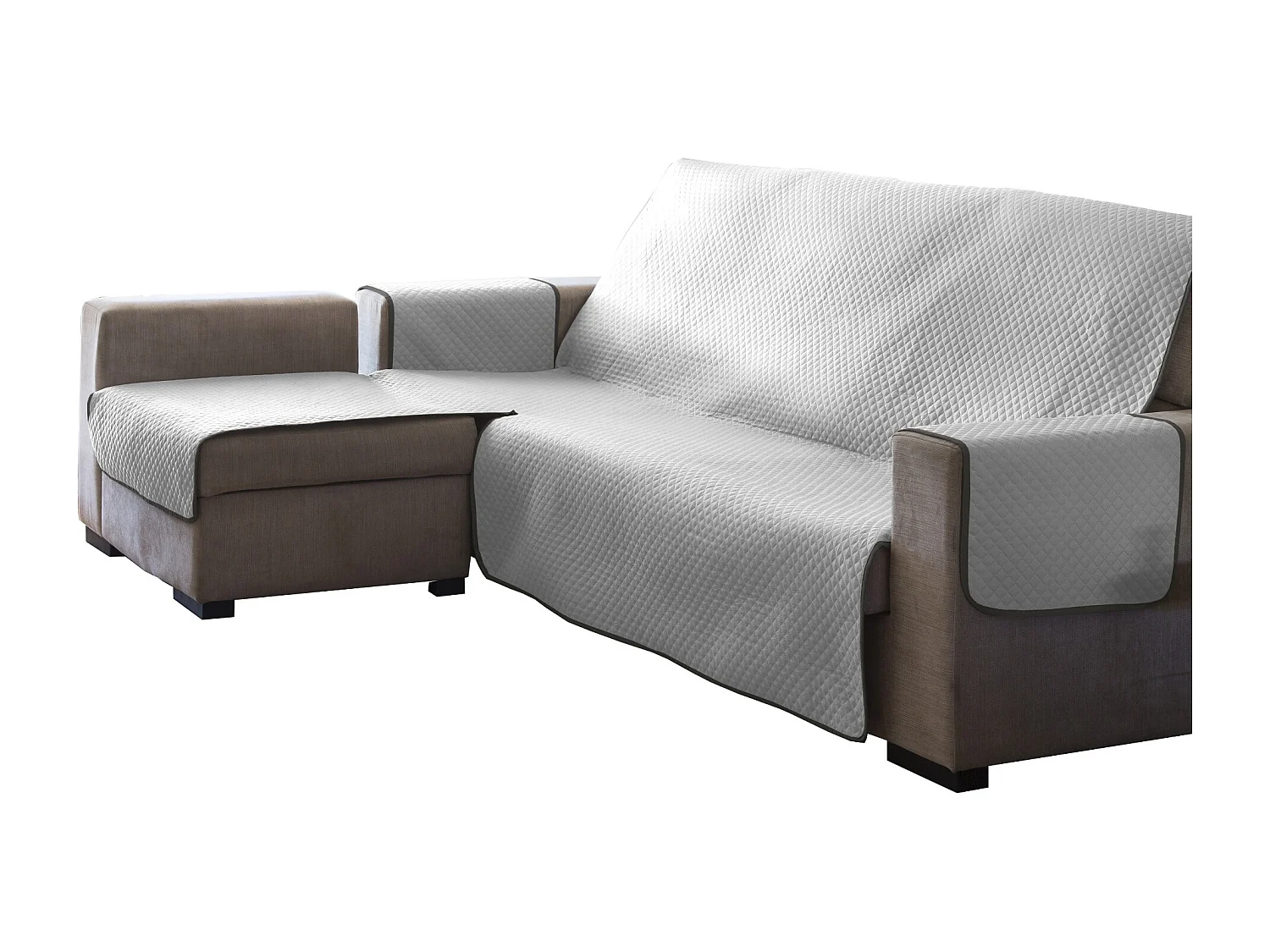 ESTORALIS | Cubre Sofá Acolchado  | Chaisse Longue 240 cm Brazo Izquierdo | Tela 240 x 255 cm  | Modelo AVA Color Blanco