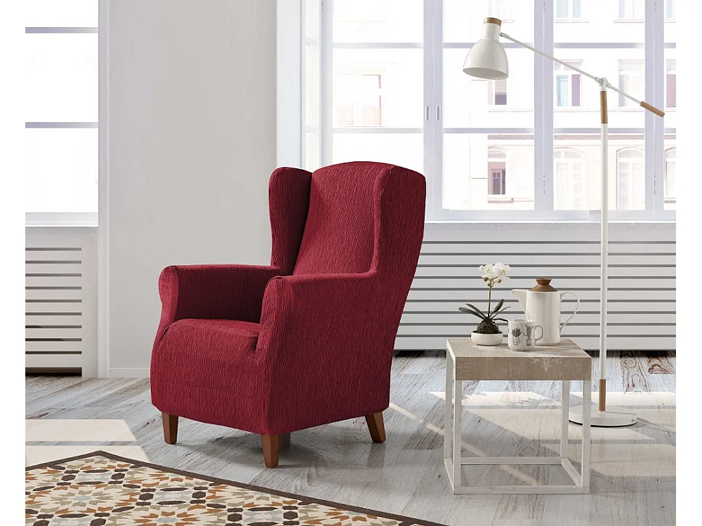 ESTORALIS | Funda Sillon Tejido Elastico Resistente | Para Sillon Orejero | Tamaño ( de 70 a 110 cm. )  | Modelo BETA Color Burdeos