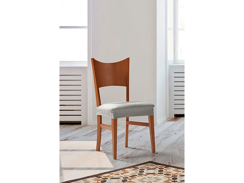 ESTORALIS | Funda de Asiento Tejido Elastico Resistente | Para Asiento de Silla | Tamaño (45x45 cm.)  | Modelo BETA Color Gris Plata