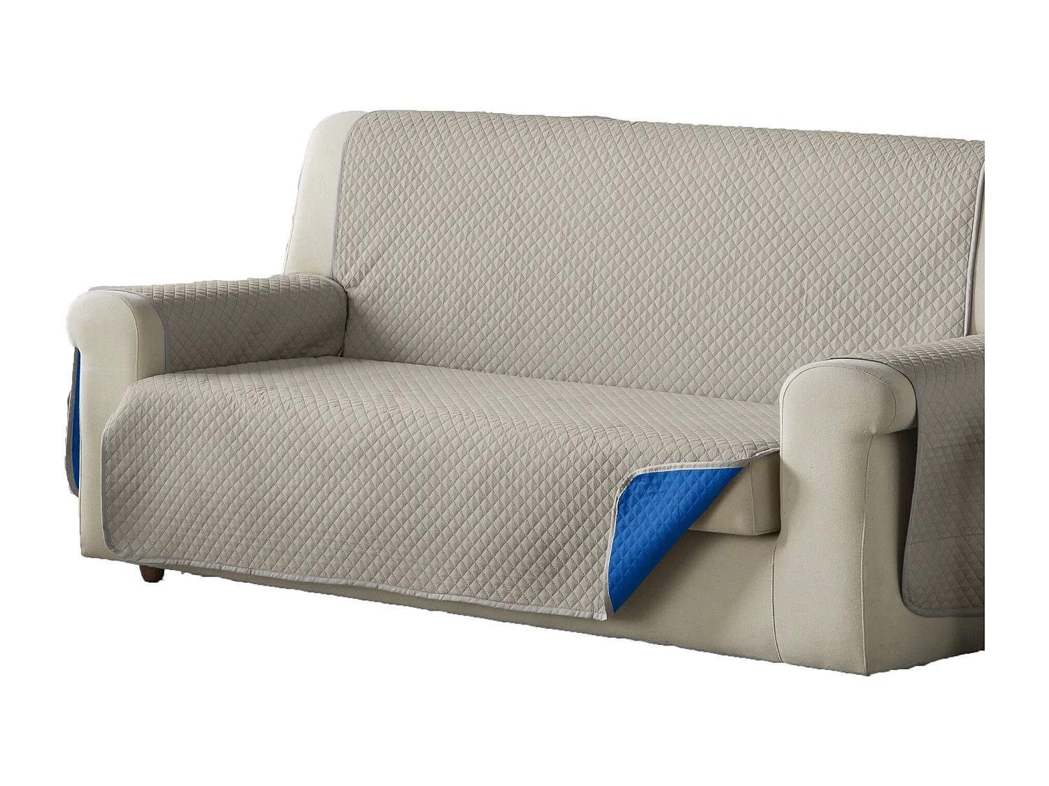 ESTORALIS | Cubre Sofá Acolchado Reversible | Para Sillon o Relax 1 Plaza | Tela 55 x 210 cm  | Modelo AVA Color Gris/Azulina