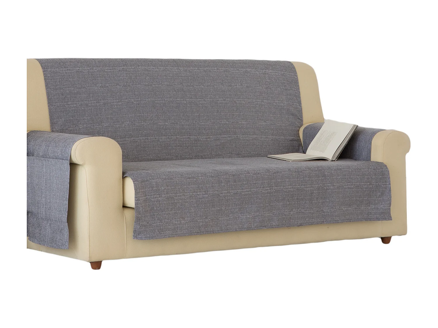 ESTORALIS | Cubre Sofá Tejido Jaquard Resistente | Para Sofa de 4 Plazas | Tela 190 x 210 cm  | Modelo BERET Color Gris Marengo