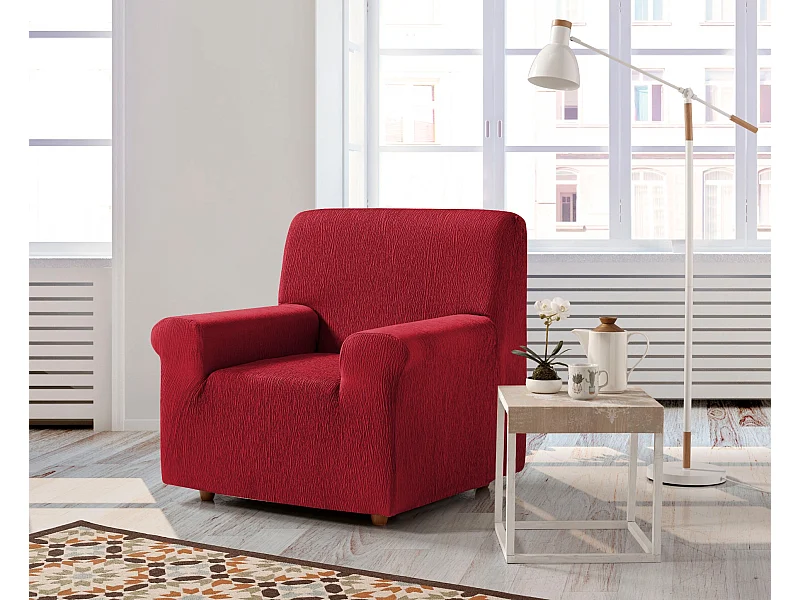 ESTORALIS | Funda de Sofá Tejido Elastico Resistente | Para Sillon 1 Plaza | Tamaño ( de 70 a 110 cm. )  | Modelo BETA Color Burdeos