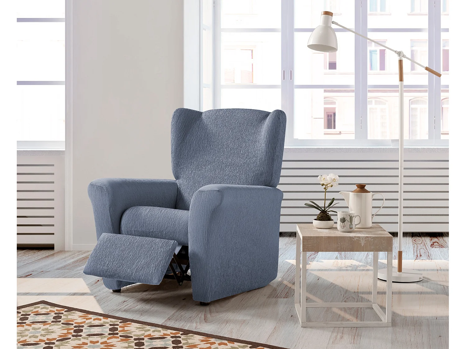 ESTORALIS | Funda Sillon Tejido Elastico Resistente | Para Sillon Relax | Tamaño ( de 70 a 90 cm. )  | Modelo BETA Color Celeste