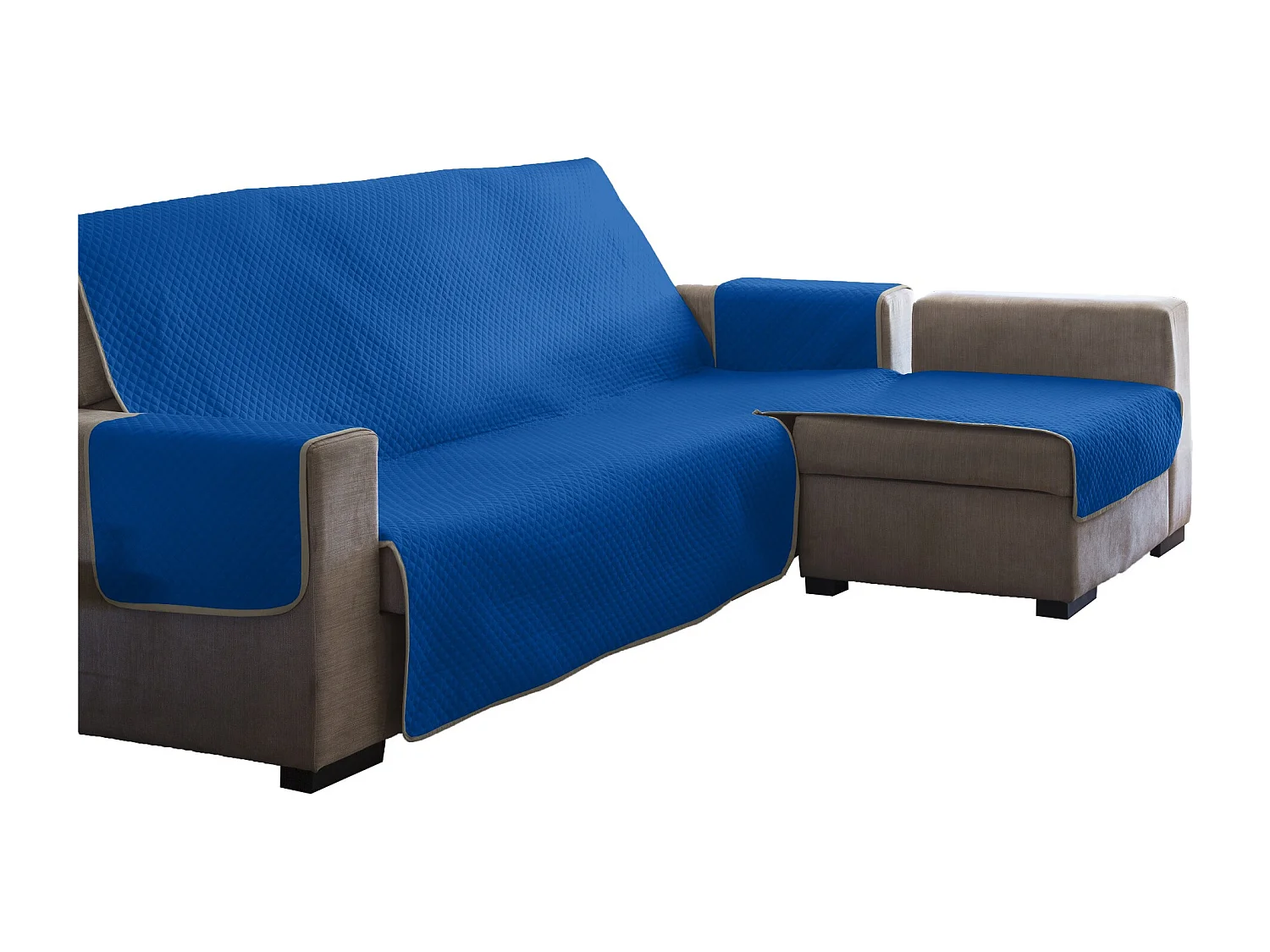 ESTORALIS | Cubre Sofá Acolchado  | Chaisse Longue 240 cm Brazo Derecho | Tela 240 x 255 cm  | Modelo AVA Color Azulina