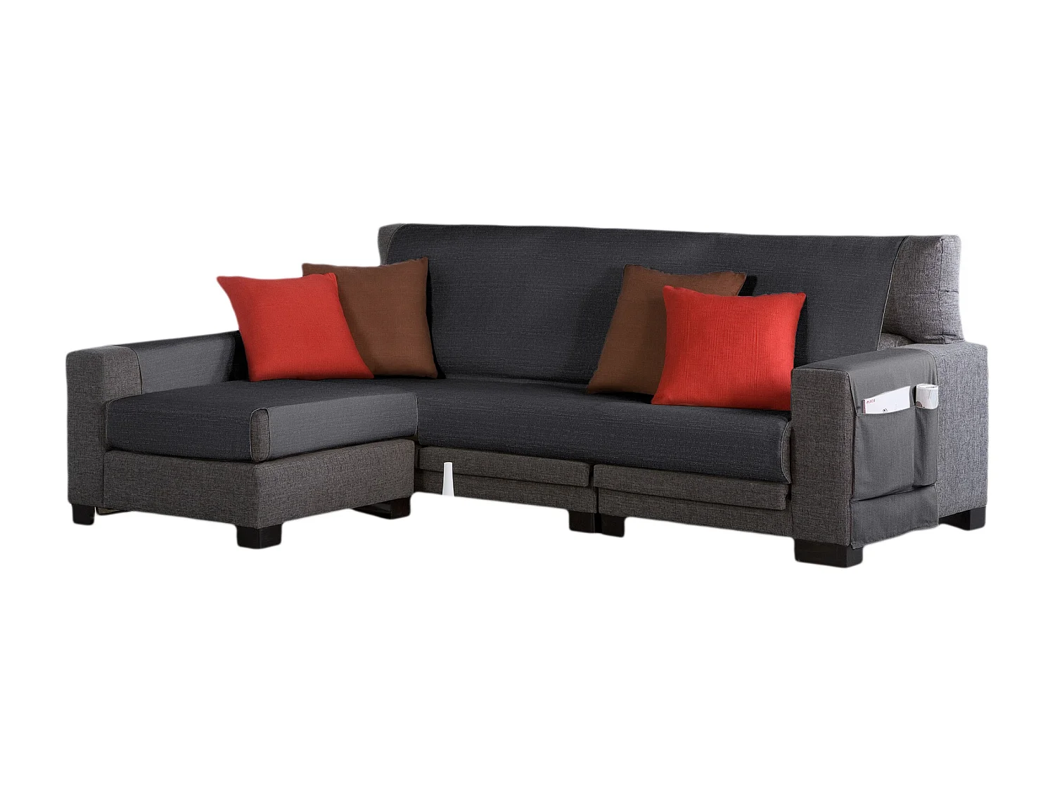 ESTORALIS | Cubre Sofá Tejido Jaquard Resistente | Chaisse Longue 275 cm Brazo Izquierdo | Tela 275 x 255 cm  | Modelo BERET Color Gris Antracita