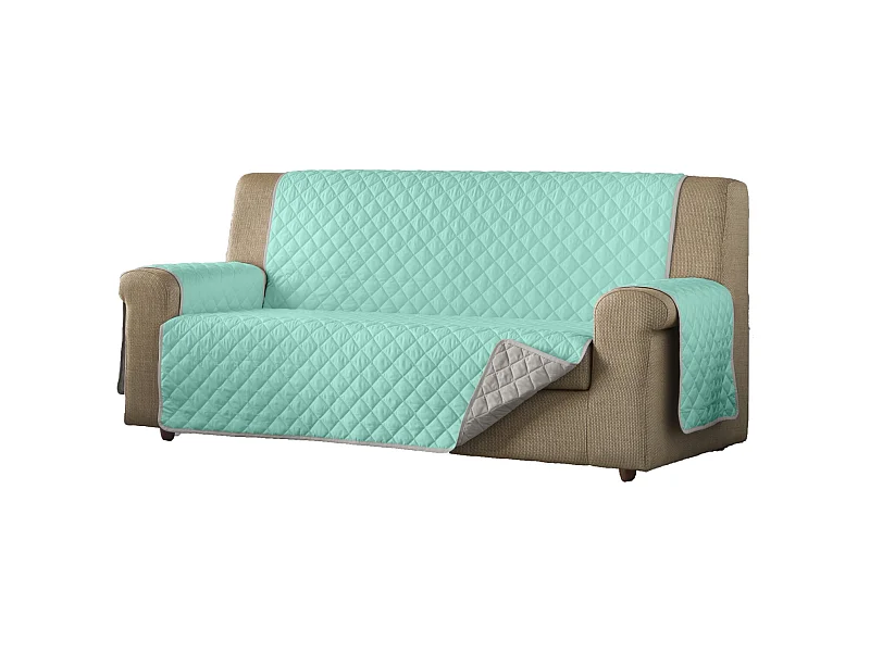 ESTORALIS | Cubre Sofá Acolchado Reversible | Para Sofa de 3 Plazas | Tela 150 x 210 cm | Modelo EDEN Color Beige/Turquesa
