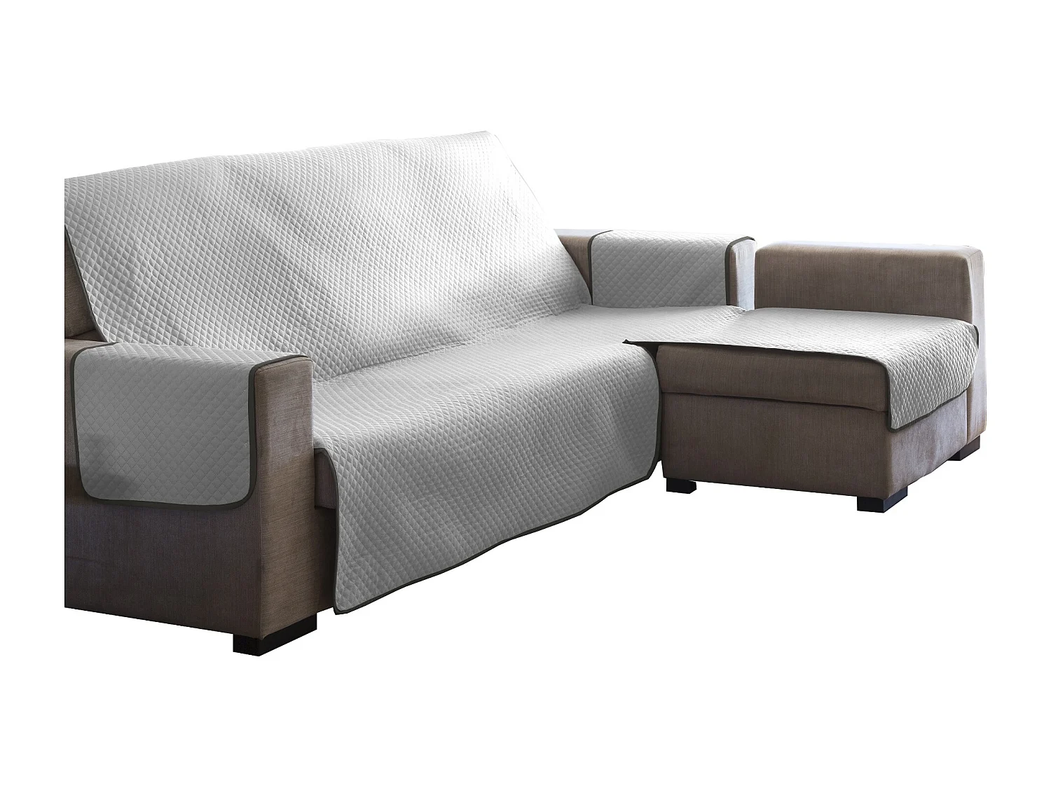 ESTORALIS | Cubre Sofá Acolchado  | Chaisse Longue 240 cm Brazo Derecho | Tela 240 x 255 cm  | Modelo AVA Color Blanco