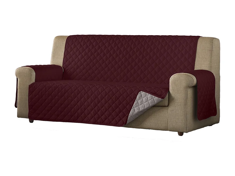 ESTORALIS | Cubre Sofá Acolchado Reversible | Para Sofa de 3 Plazas | Tela 150 x 210 cm | Modelo EDEN Color Rojo/Beige