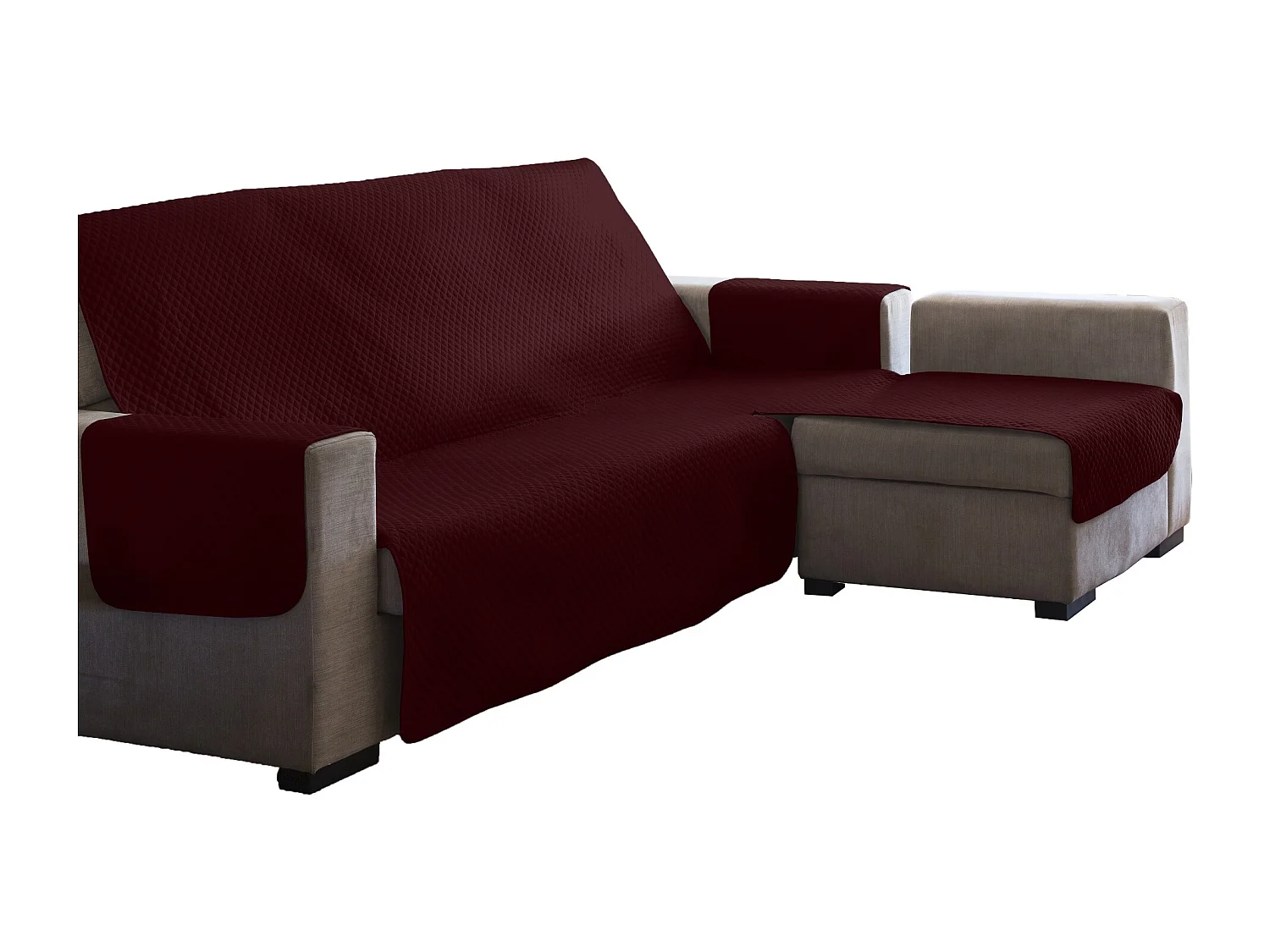 ESTORALIS | Cubre Sofá Acolchado  | Chaisse Longue 240 cm Brazo Derecho | Tela 240 x 255 cm  | Modelo AVA Color Rojo
