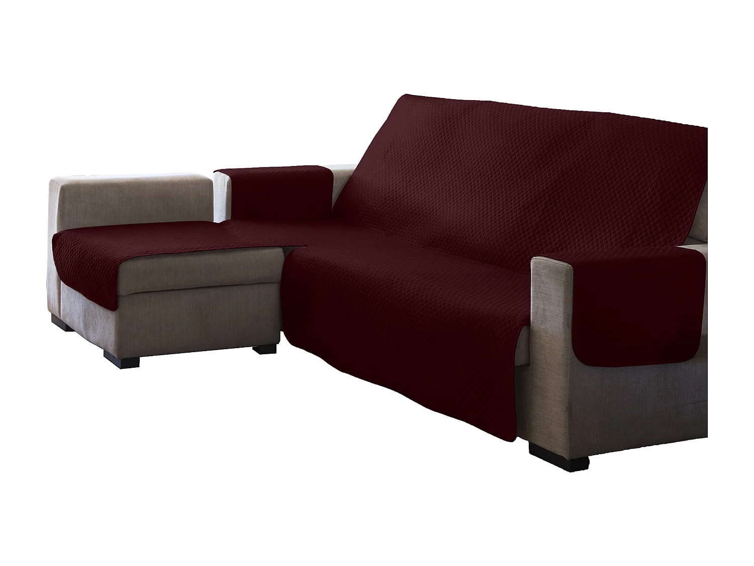 ESTORALIS | Cubre Sofá Acolchado  | Chaisse Longue 290 cm Brazo Izquierdo | Tela 290 x 255 cm  | Modelo AVA Color Rojo