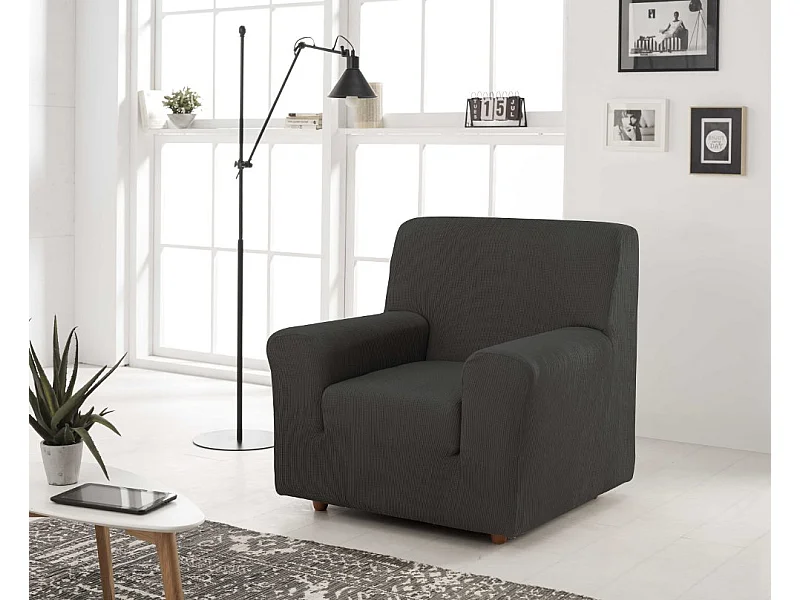 ESTORALIS | Funda de Sofá Tejido Elastico Resistente | Para Sillon 1 Plaza | Tamaño ( de 70 a 110 cm. )  | Modelo BERTA Color Antracita