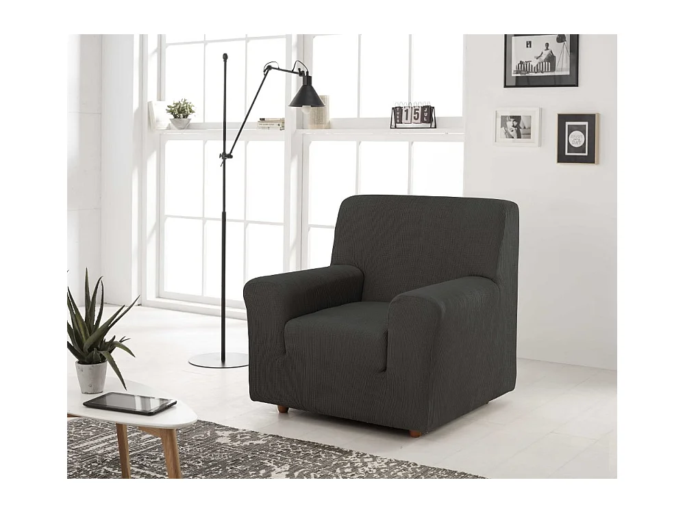 ESTORALIS | Funda de Sofá Tejido Elastico Resistente | Para Sillon 1 Plaza | Tamaño ( de 70 a 110 cm. )  | Modelo BERTA Color Antracita