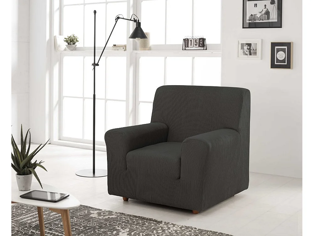 ESTORALIS | Funda de Sofá Tejido Elastico Resistente | Para Sillon 1 Plaza | Tamaño ( de 70 a 110 cm. )  | Modelo BERTA Color Antracita