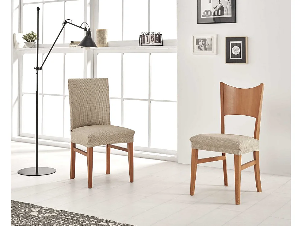 ESTORALIS | Funda de Asiento Tejido Elastico Resistente | Para Asiento de Silla | Tamaño (45x45 cm.)  | Modelo BERTA Color Lino