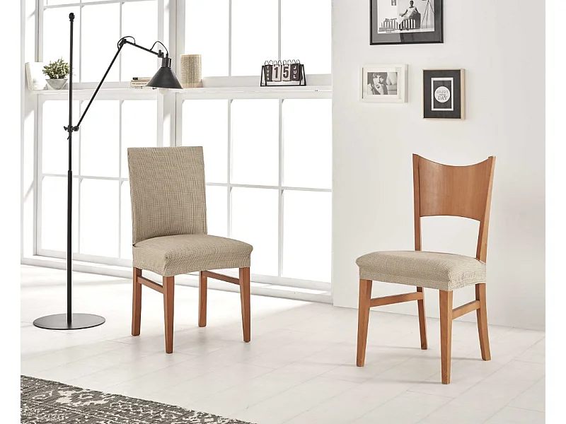 ESTORALIS | Funda de Asiento Tejido Elastico Resistente | Para Asiento de Silla | Tamaño (45x45 cm.)  | Modelo BERTA Color Lino