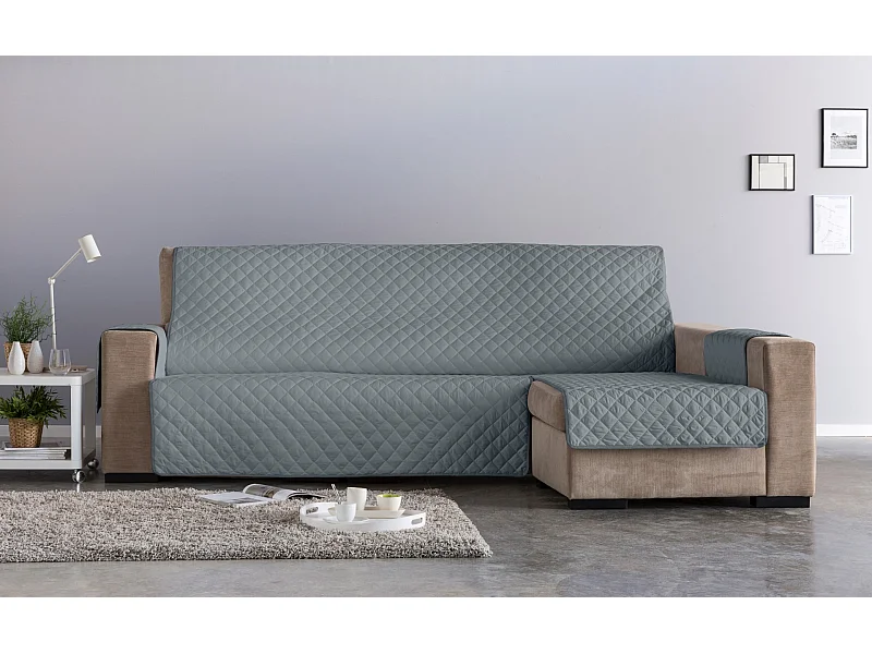 ESTORALIS | Cubre Sofá Acolchado  | Chaisse Longue 240 cm Brazo Derecho | Tela 240 x 255 cm | Modelo EDEN Color Fuxia