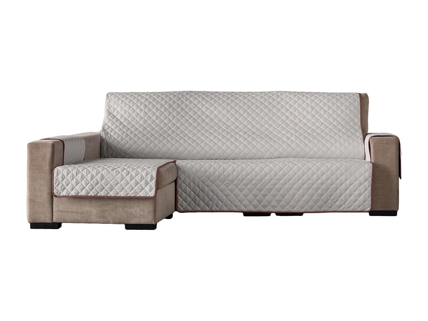 ESTORALIS | Cubre Sofá Acolchado  | Chaisse Longue 290 cm Brazo Izquierdo | Tela 290 x 255 cm | Modelo EDEN Color Beige