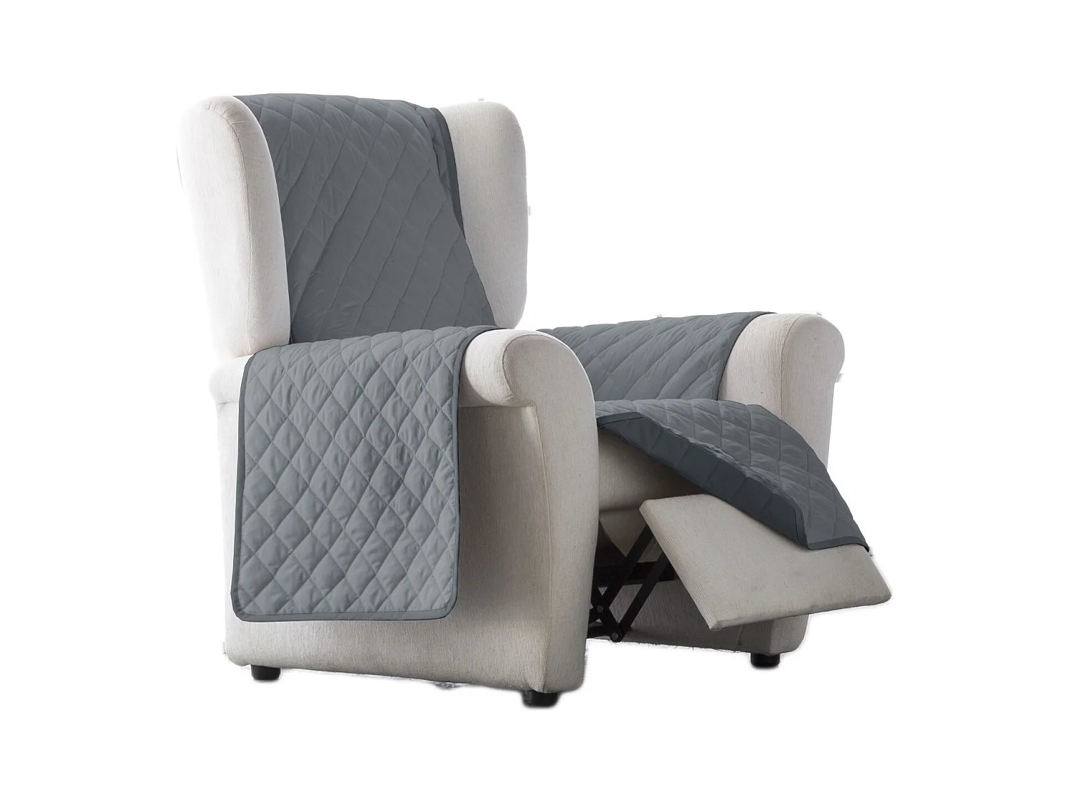 ESTORALIS | Cubre Sofá Acolchado Reversible | Para Sillon o Relax 1 Plaza | Tela 55 x 210 cm | Modelo EDEN Color Gris/Antracita