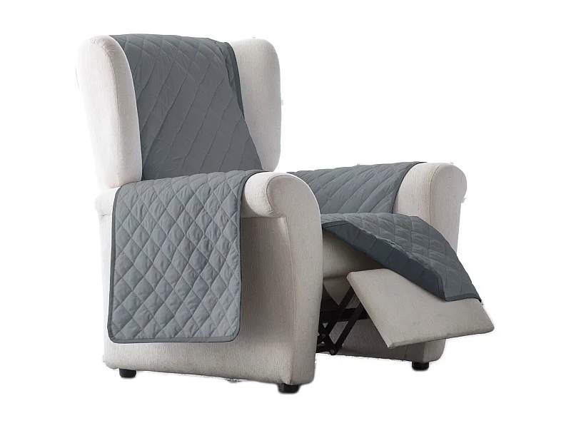 ESTORALIS | Cubre Sofá Acolchado Reversible | Para Sillon o Relax 1 Plaza | Tela 55 x 210 cm | Modelo EDEN Color Gris/Antracita