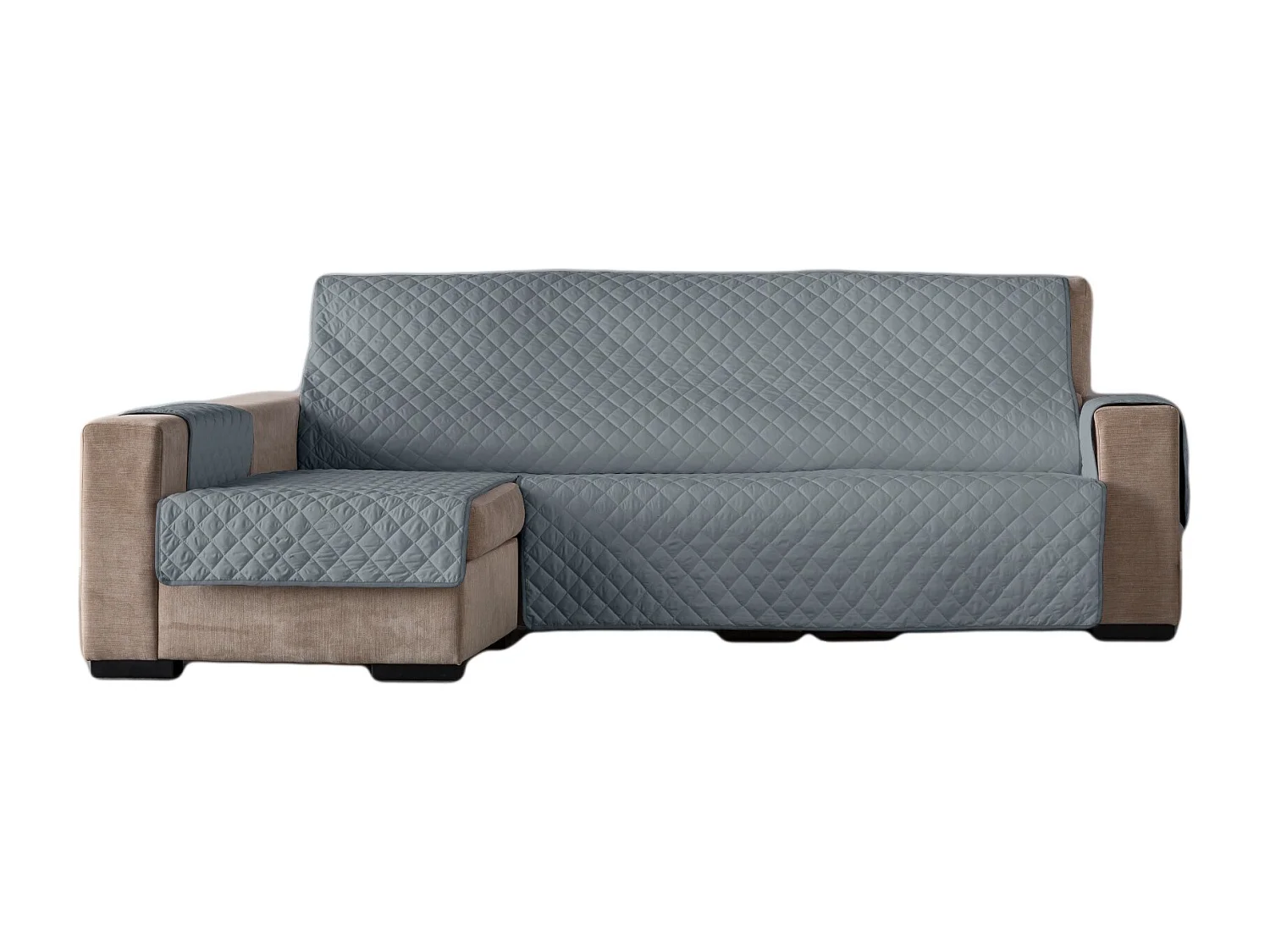 ESTORALIS | Cubre Sofá Acolchado  | Chaisse Longue 290 cm Brazo Derecho | Tela 290 x 255 cm | Modelo EDEN Color Gris
