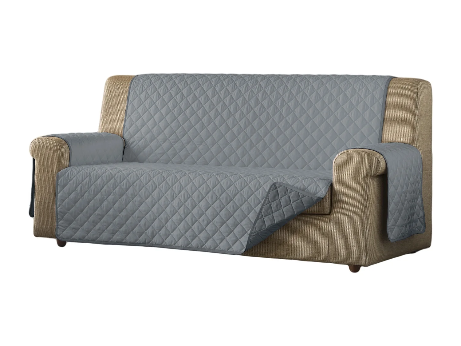 ESTORALIS | Cubre Sofá Acolchado Reversible | Para Sofa de 4 Plazas | Tela 190 x 210 cm | Modelo EDEN Color Gris/Antracita