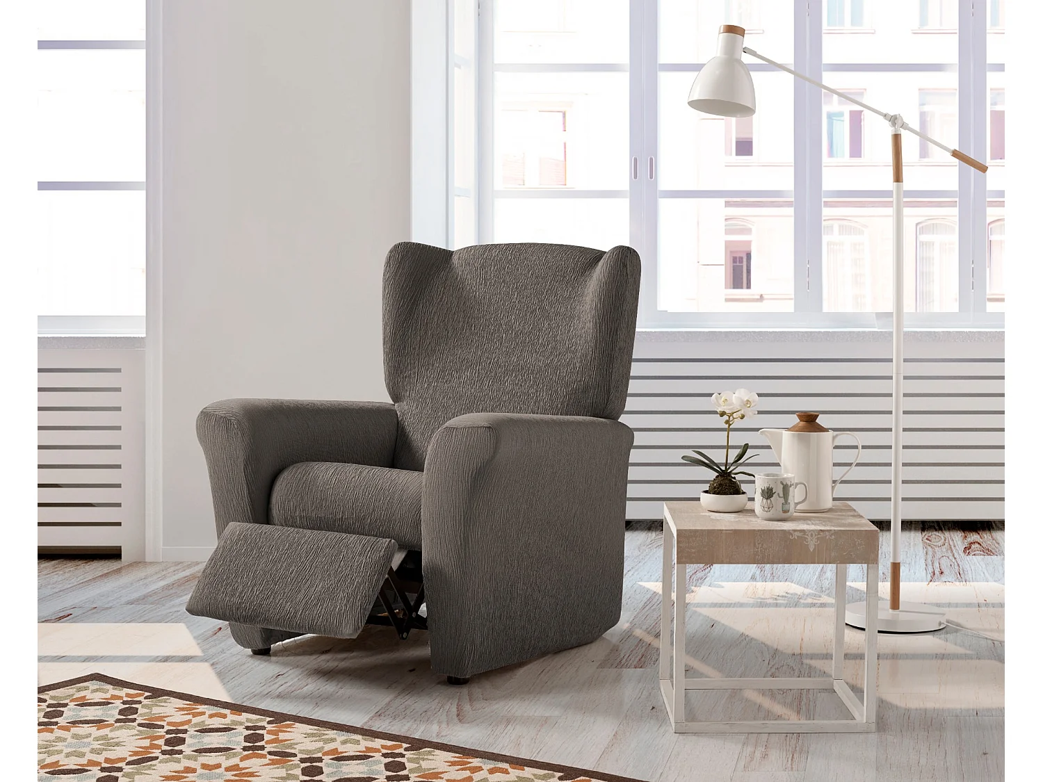 ESTORALIS | Funda Sillon Tejido Elastico Resistente | Para Sillon Relax | Tamaño ( de 70 a 90 cm. )  | Modelo BETA Color Tabaco