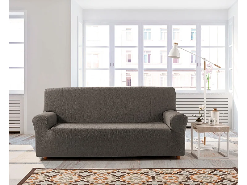 ESTORALIS | Funda de Sofá Tejido Elastico Resistente | Para Sofa Clic Clac 3 Plazas | Tamaño (de 180 a 205 cm.)  | Modelo BETA Color Tabaco