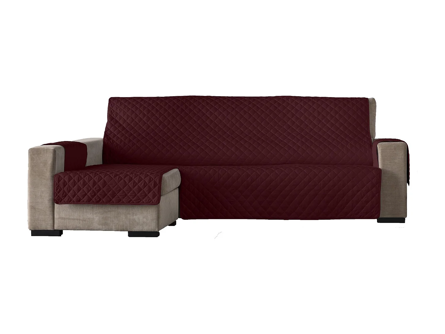 ESTORALIS | Cubre Sofá Acolchado  | Chaisse Longue 290 cm Brazo Izquierdo | Tela 290 x 255 cm | Modelo EDEN Color Rojo