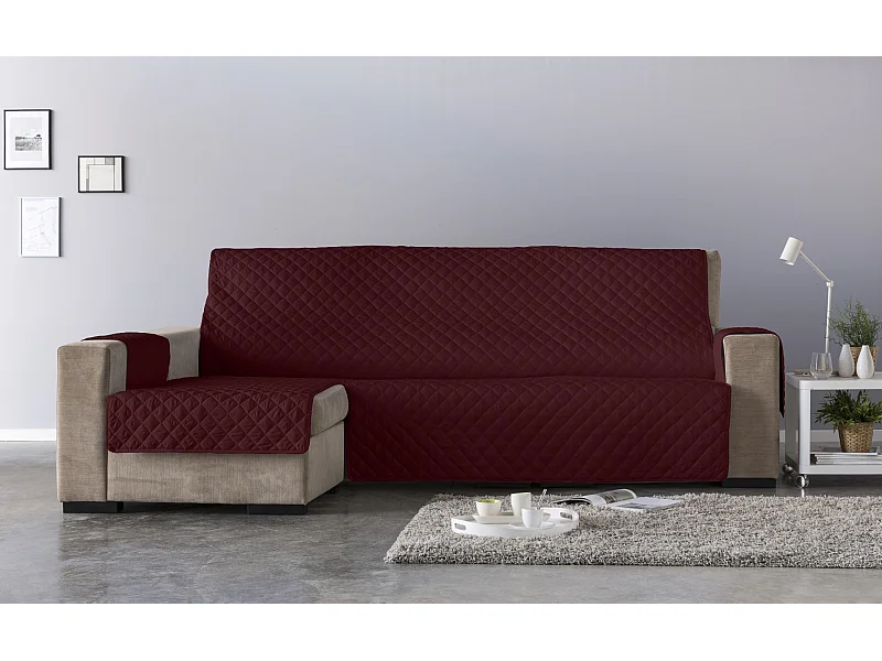 ESTORALIS | Cubre Sofá Acolchado  | Chaisse Longue 290 cm Brazo Izquierdo | Tela 290 x 255 cm | Modelo EDEN Color Rojo