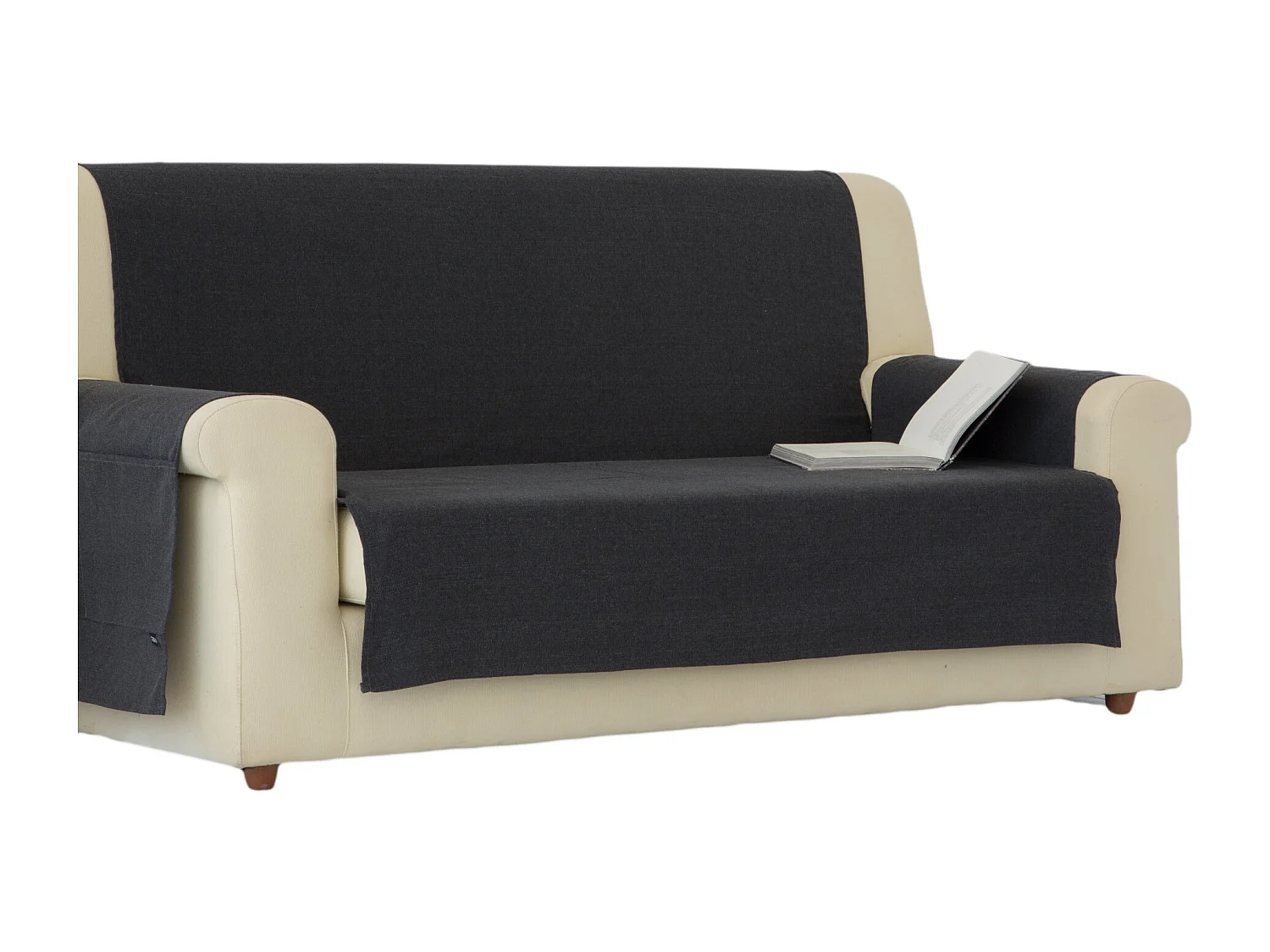 ESTORALIS | Cubre Sofá Tejido Jaquard Resistente | Para Sillon o Relax 1 Plaza | Tela 55 x 210 cm  | Modelo BERET Color Gris Antracita