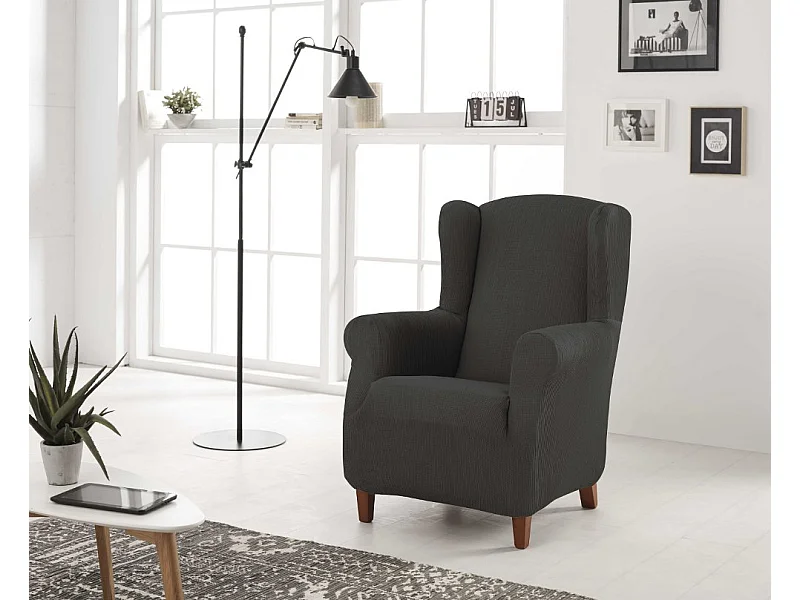 ESTORALIS | Funda Sillon Tejido Elastico Resistente | Para Sillon Orejero | Tamaño ( de 70 a 110 cm. )  | Modelo BERTA Color Antracita