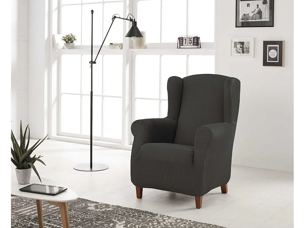 ESTORALIS | Funda Sillon Tejido Elastico Resistente | Para Sillon Orejero | Tamaño ( de 70 a 110 cm. )  | Modelo BERTA Color Antracita